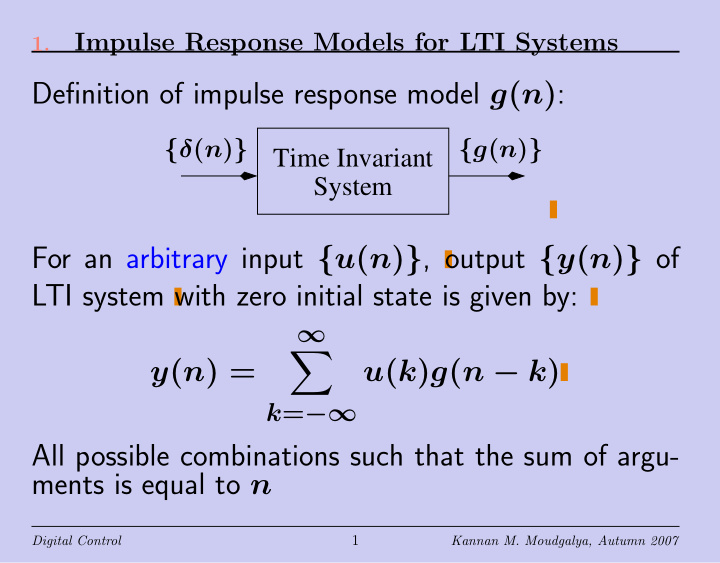 definition of impulse response model g n