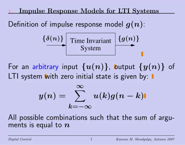 definition of impulse response model g n