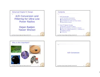 A/D Conversion and  A/D Conversion  Filtering for Ultra Low  Filtering for Ultra Low  A/D