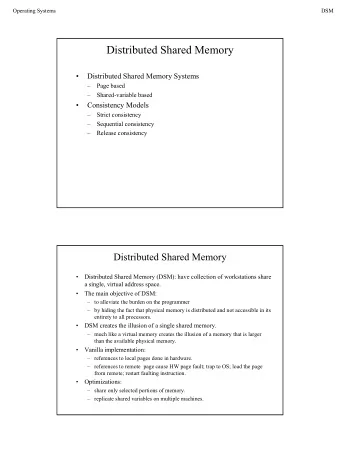 Distributed Shared Memory    Distributed Shared Memory Systems    Page based