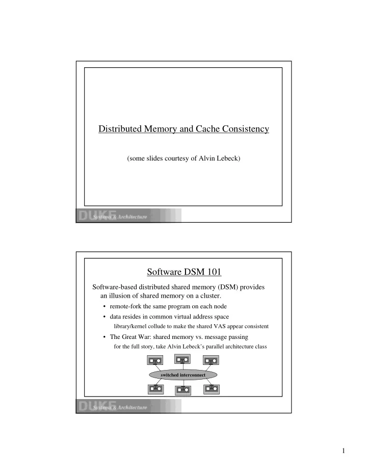 distributed memory and cache consistency