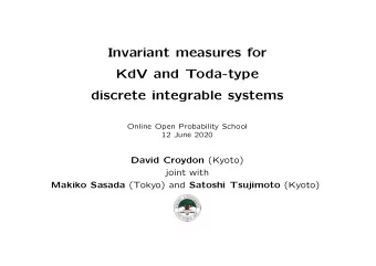 Invariant measures for  KdV and Toda-type  discrete integrable systems  Online Open Probability