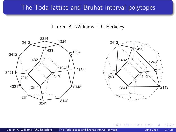 the toda lattice and bruhat interval polytopes