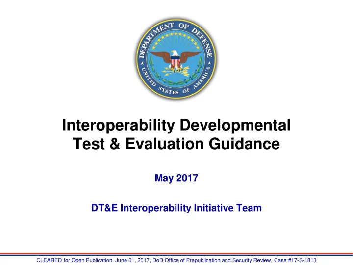interoperability developmental test evaluation guidance