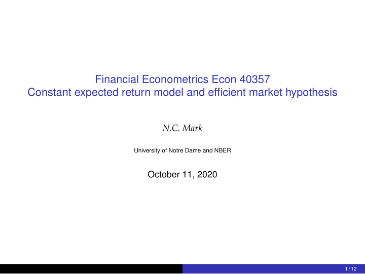 financial econometrics econ 40357 constant expected