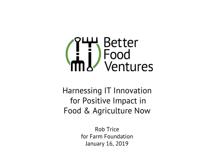 harnessing it innovation for positive impact in food amp
