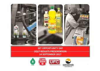 SET OPPORTUNITY DAY  2Q17 RESULTS PRESENTATION 2Q17 RESULTS PRESENTATION 14 SEPTEMBER 2017  1