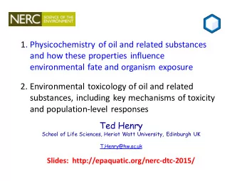 1. Physicochemistry of oil and related substances  and how these properties influence
