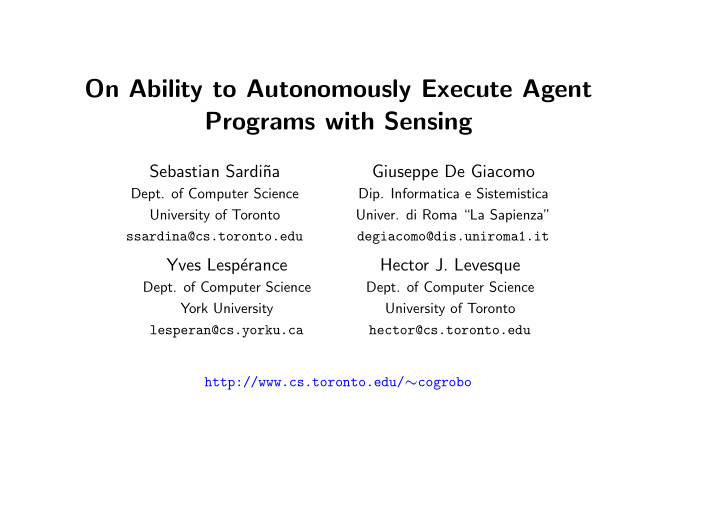 on ability to autonomously execute agent programs with