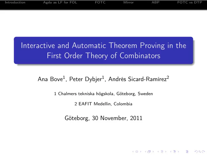 interactive and automatic theorem proving in the first
