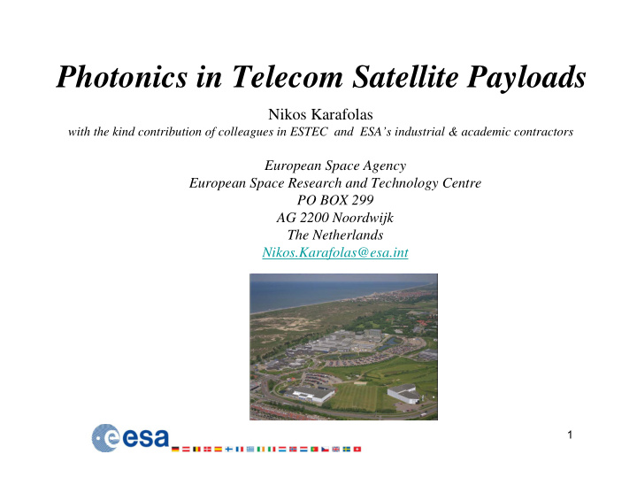 photonics in telecom satellite payloads