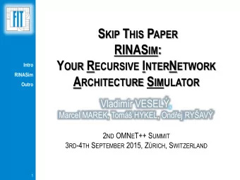 RINAS IM : Y OUR R ECURSIVE I NTER N ETWORK  Intro  RINASim A RCHITECTURE S IMULATOR  Outro