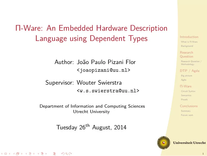 language using dependent types ware an embedded hardware