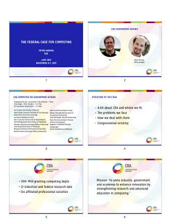 THE FEDERAL CASE FOR COMPUTING  PETER HARSHA  CRA  LISPI 2017  Me  Brian Mosley  Policy Analyst