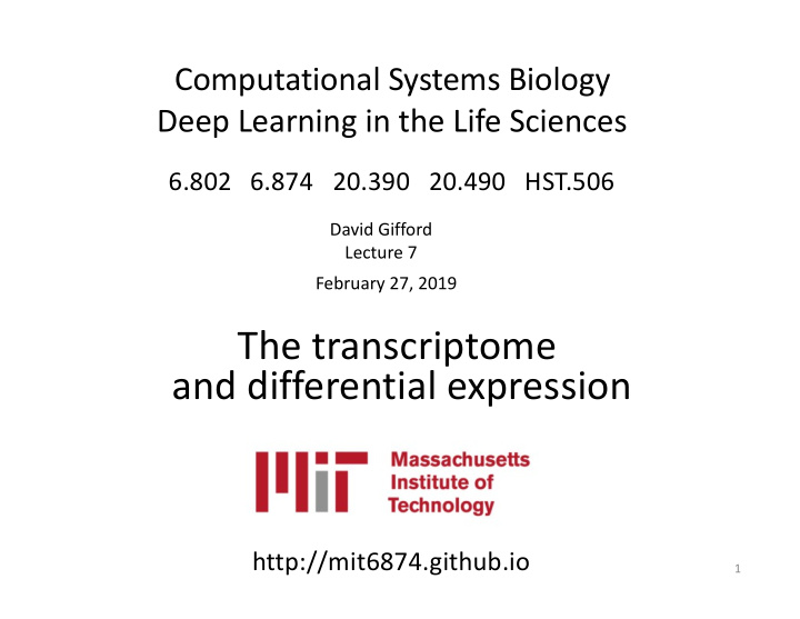 the transcriptome and differential expression