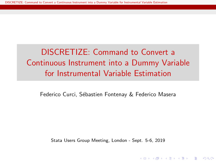 discretize command to convert a continuous instrument