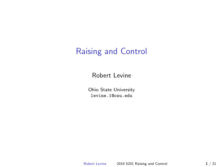 raising and control