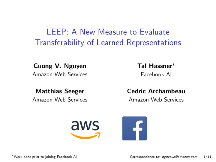 leep a new measure to evaluate transferability of learned