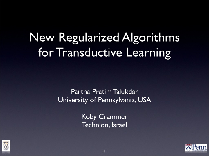 new regularized algorithms for transductive learning