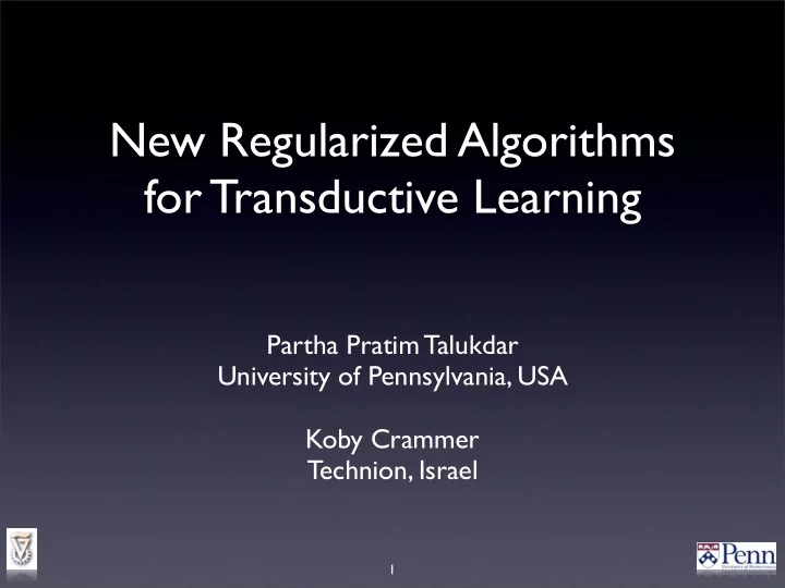 new regularized algorithms for transductive learning