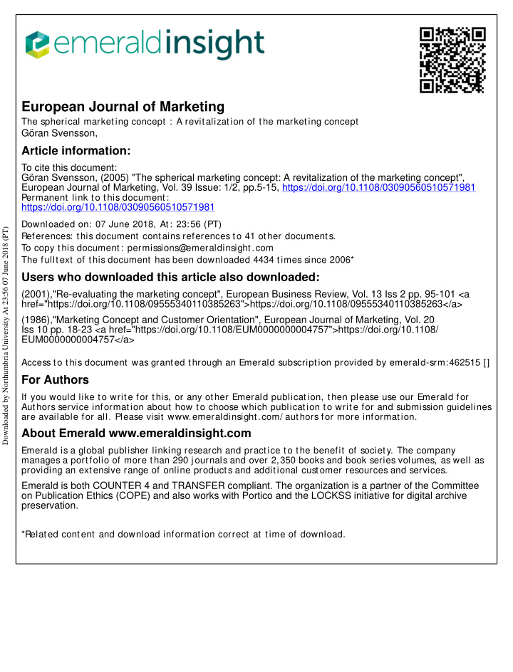 european journal of marketing