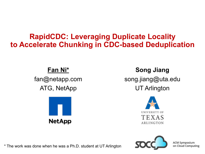 rapidcdc leveraging duplicate locality to accelerate