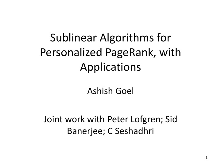 sublinear algorithms for