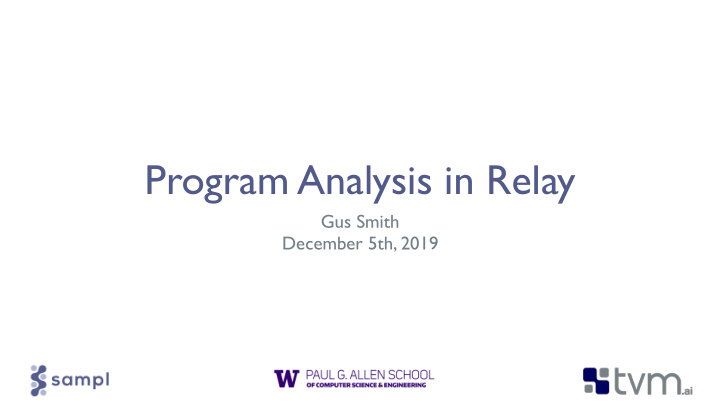 program analysis in relay