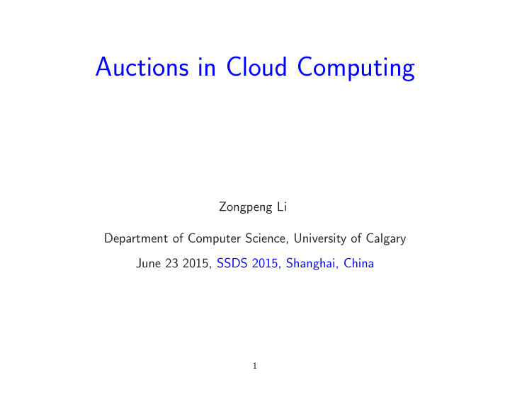 auctions in cloud computing