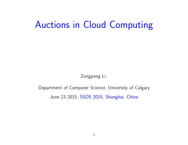 auctions in cloud computing