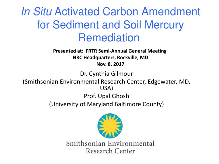 in situ activated carbon amendment for sediment and soil
