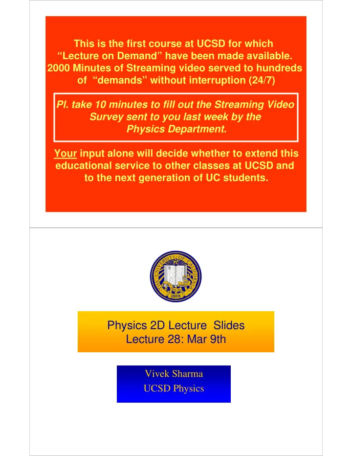 physics 2d lecture slides lecture 28 mar 9th