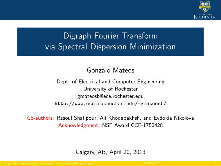 digraph fourier transform via spectral dispersion