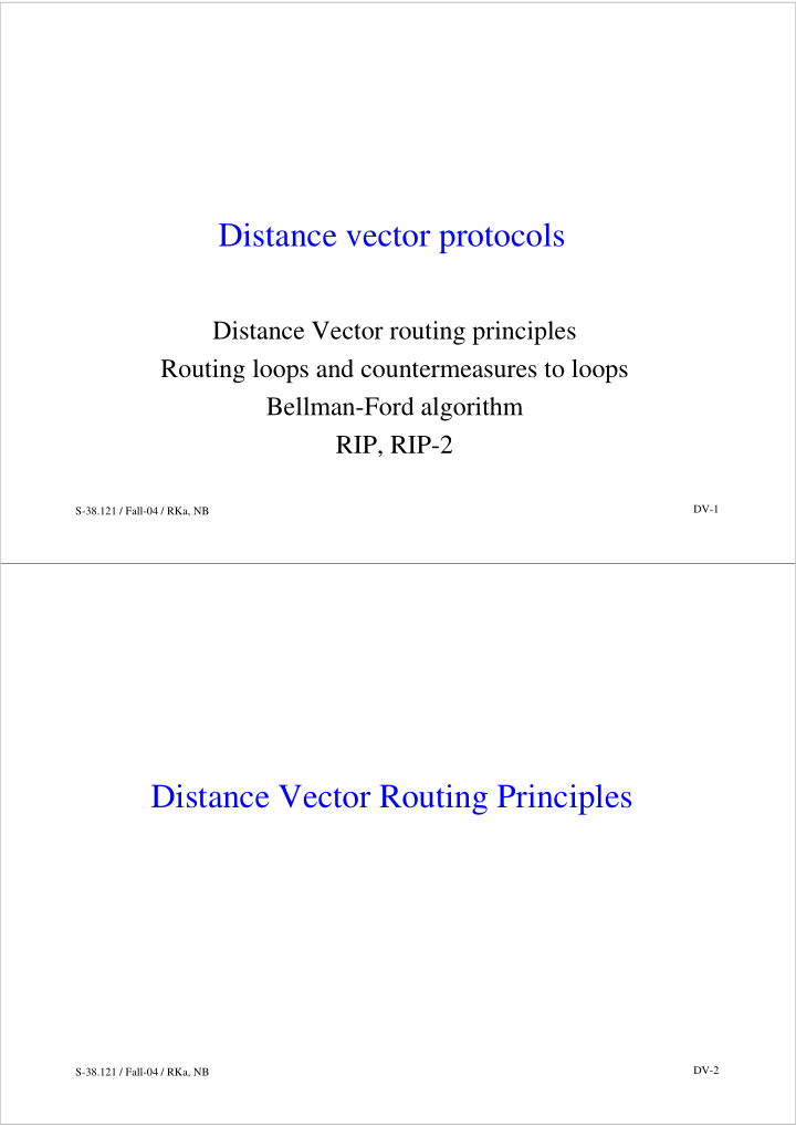 distance vector protocols