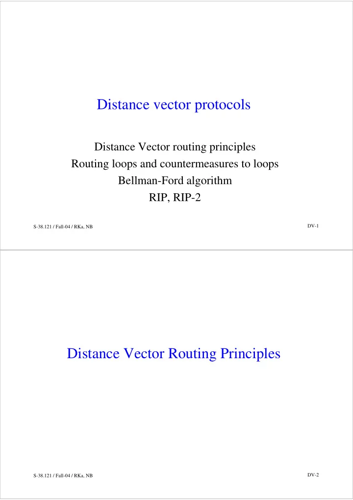distance vector protocols