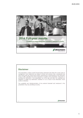 2014 Full-year results  Conference presentation for investors, analysts &amp; media  Basel, 27