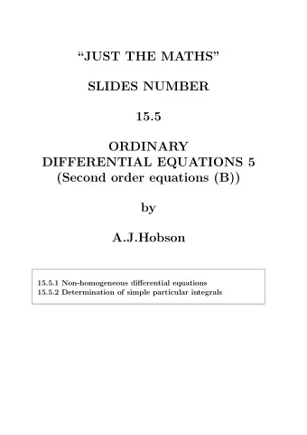 JUST THE MATHS  SLIDES NUMBER  15.5  ORDINARY  DIFFERENTIAL EQUATIONS 5  (Second order
