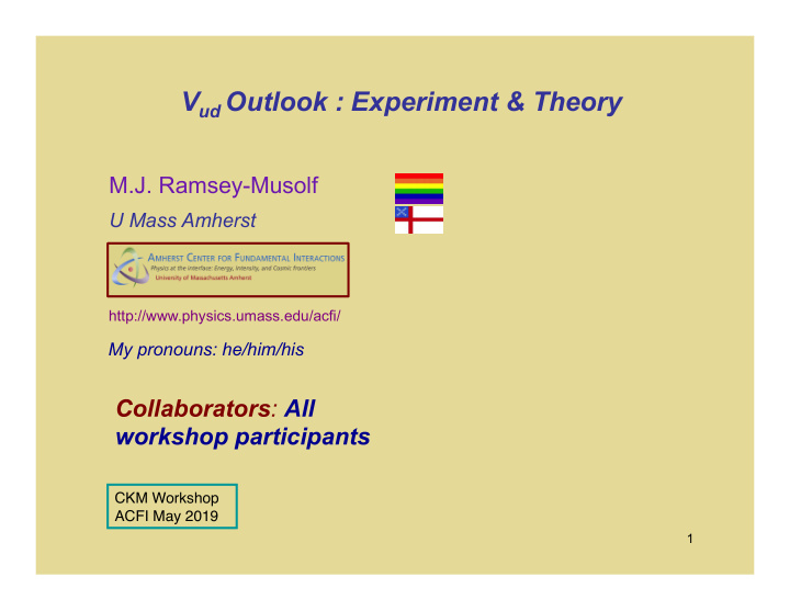 v ud outlook experiment theory