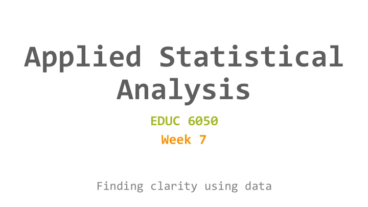 applied statistical analysis