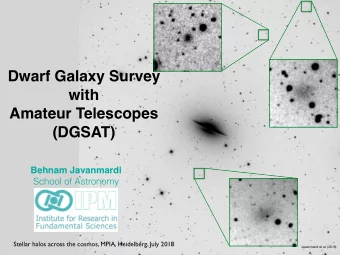 Dwarf Galaxy Survey  with Amateur Telescopes   (DGSAT) Behnam Javanmardi   School of