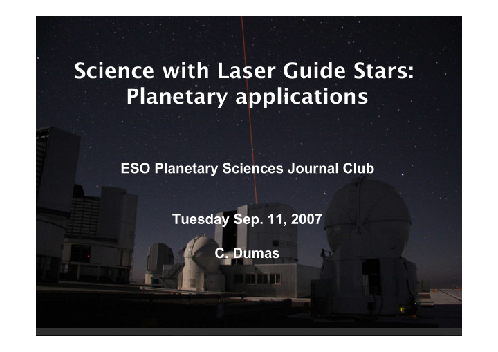 science with laser guide stars planetary applications