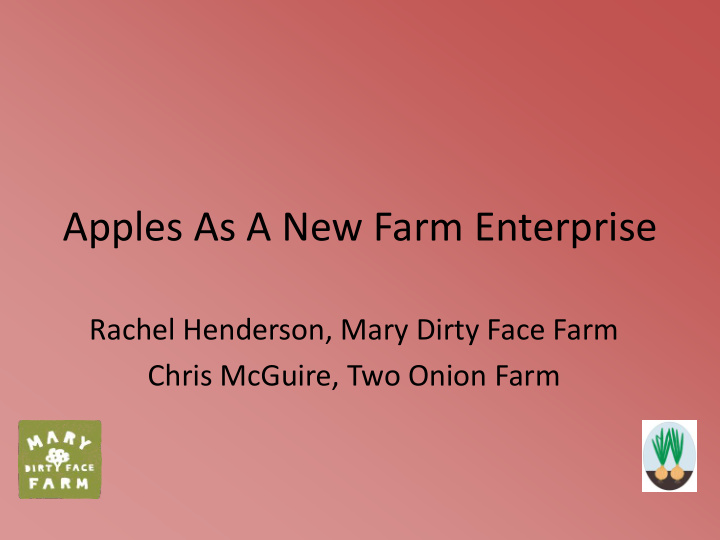 apples as a new farm enterprise