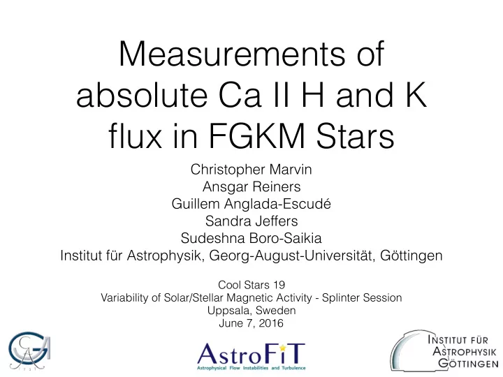 measurements of absolute ca ii h and k flux in fgkm stars