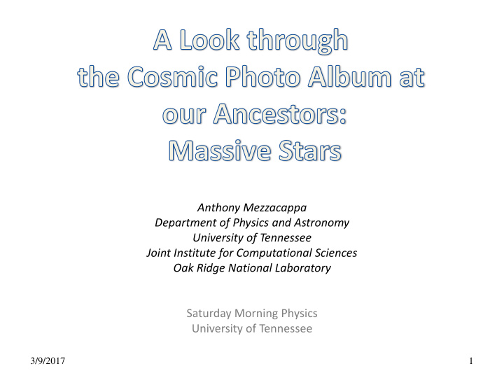 anthony mezzacappa department of physics and astronomy