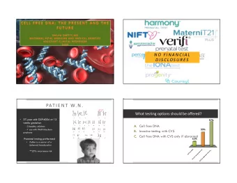 PAT I E N T  W. N .  What testing options should be offered?    37-year-old G5P4004 at 12  57%