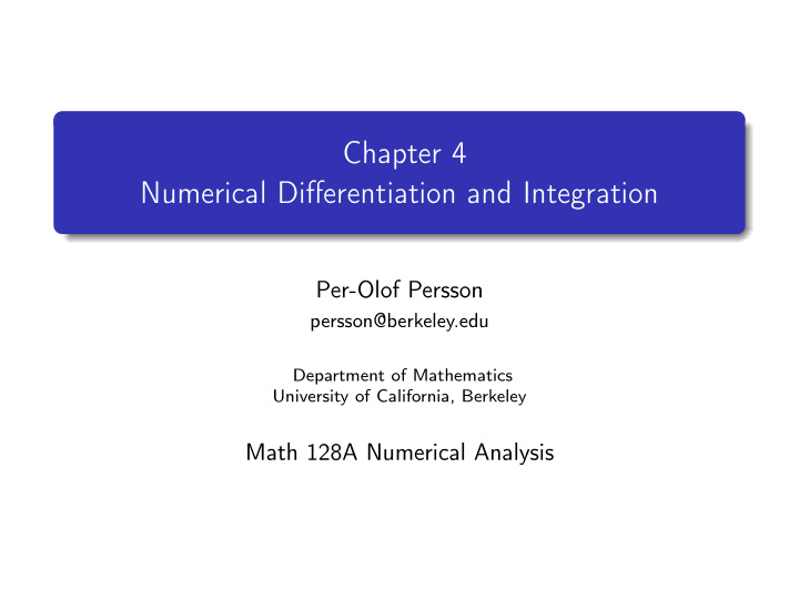 chapter 4 numerical differentiation and integration