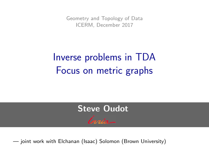 inverse problems in tda focus on metric graphs