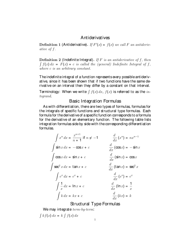 antiderivatives