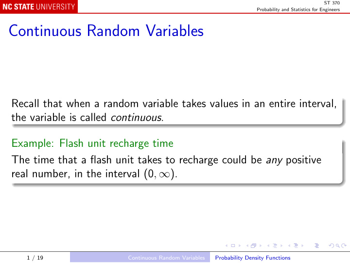 continuous random variables