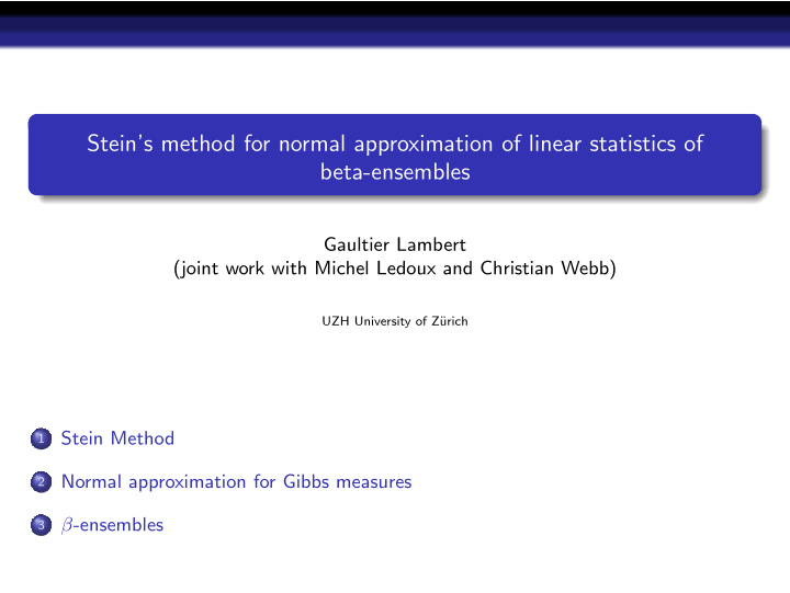 stein s method for normal approximation of linear